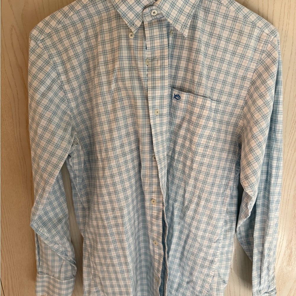 Men's Blue Plaid Shirt Size S